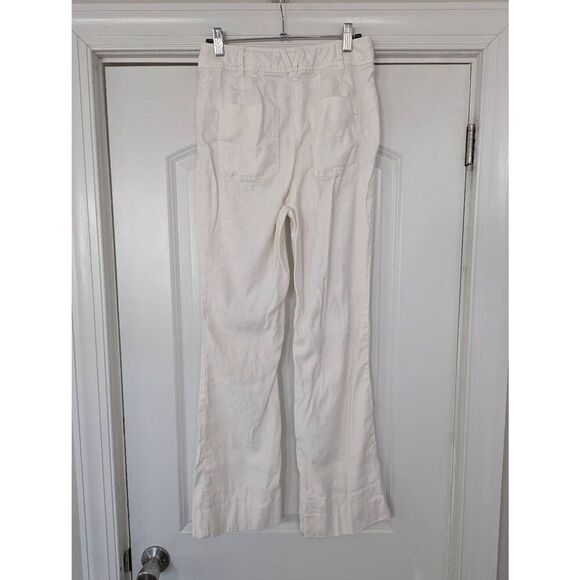 Anthropologie wide Leg Pants women's size 2 cream off white linen blend - Picture 4 of 7